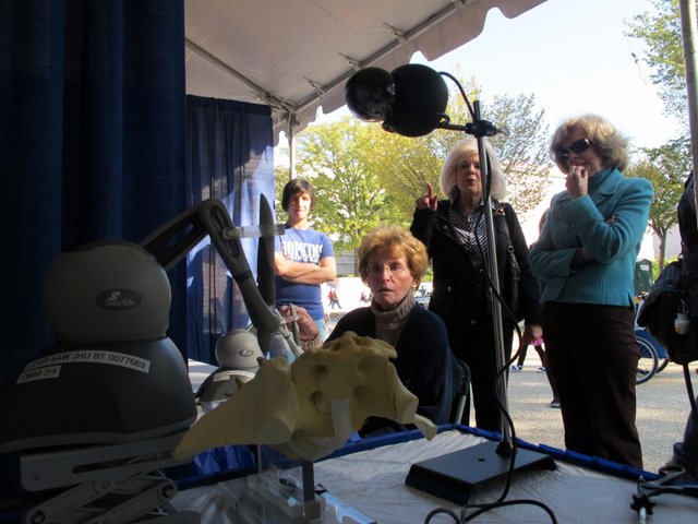 One of the ARCS members probing the bone model.